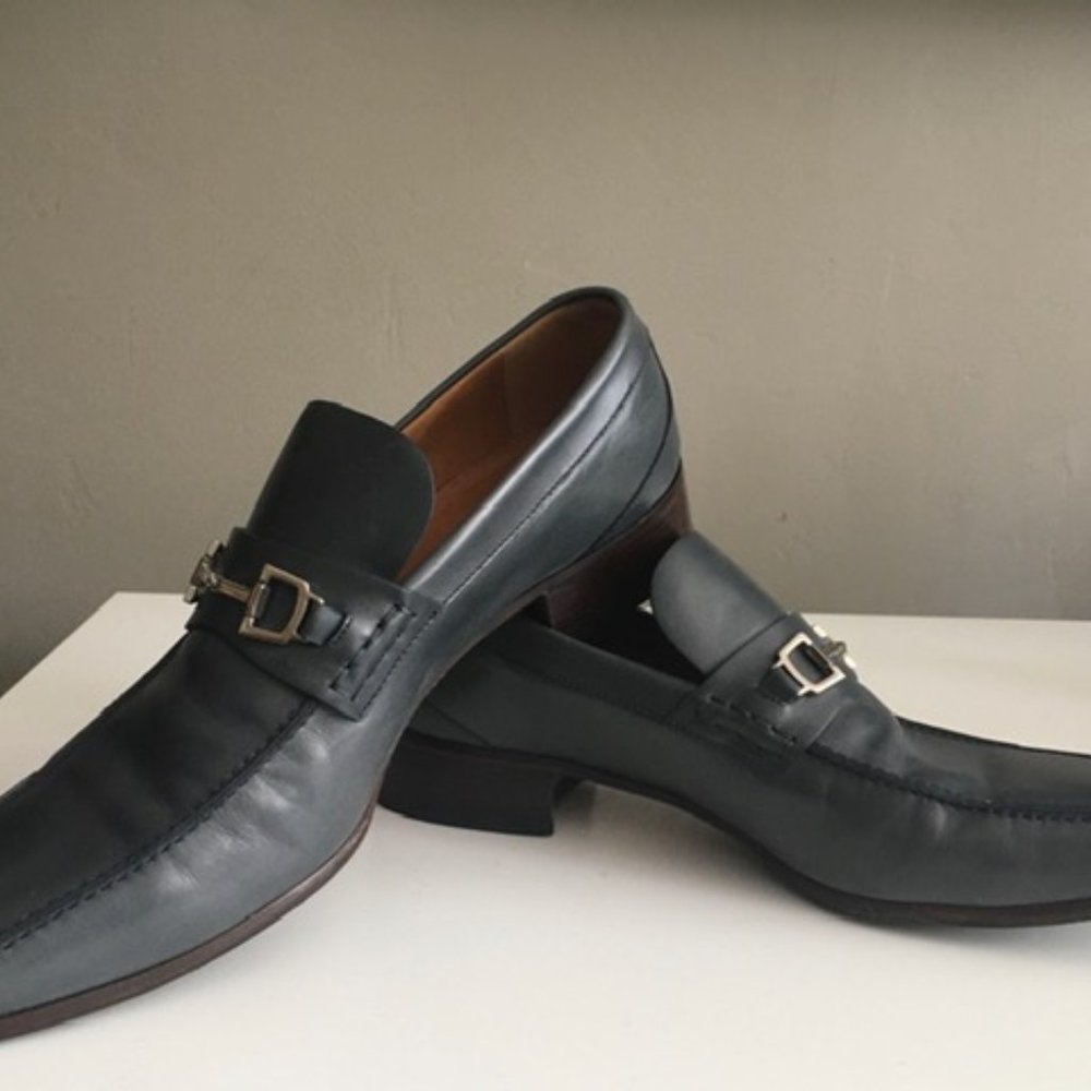 Gucci Men's Blue Leather Horsebit Loafers  sz 8.5